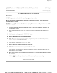 Preview of 19 01C Passive Anti Theft System (PATS) Keyless Entry   General Procedures   Key Programming Using Two Programmed Keys