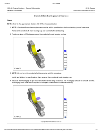 Preview of 303 00 Engine System General Information   General Procedures   Crankshaft Main Bearing Journal Clearance