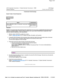 Preview of 307 01 Automatic Transmission 10 Speed   General Procedures   Transmission Fluid Exchange