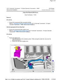 Preview of 307 01 Automatic Transmission 10 Speed   Removal And Installation   Output Shaft Speed OSS Sensor