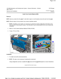 Preview of 415 00B Information And Entertainment System   SYNC3   Removal And Installation   Audio Front Control Module (ACM)