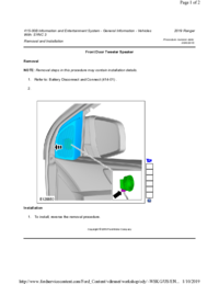 Preview of 415 00B Information And Entertainment System   SYNC3   Removal And Installation   Front Door Tweeter Speaker